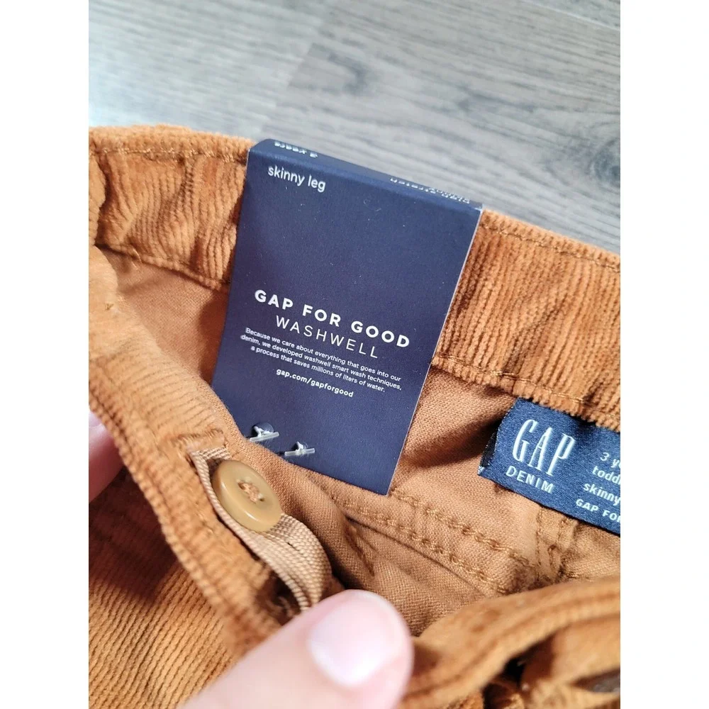 Baby Gap Corduroy Pants Size 3T Aztec Brown Skinny Fit High Stretch Girls NWT
